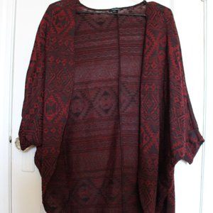 Black and Burgundy Aztec Print Cardigan